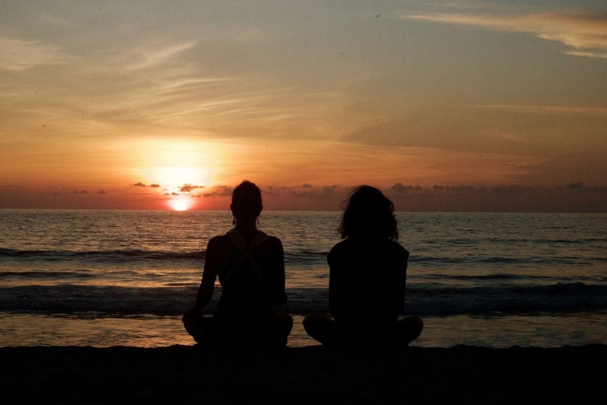 meditating beach