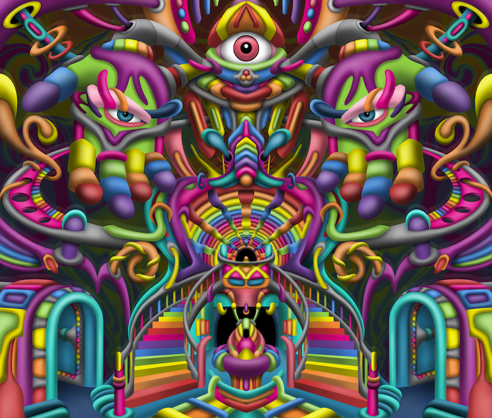 Celestial Stairway dmt art ayjay artist trippy psychedelic colors
